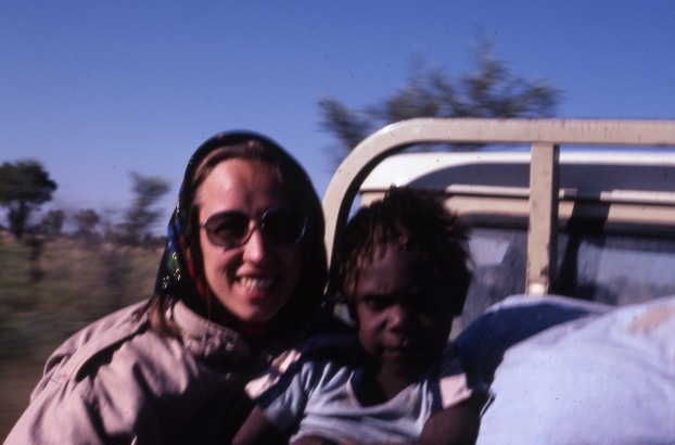 Granites 1 / Barbara Glowczewski (Basia) and Jungarrayi by Topsy Nangala, Traveling and camping  with the Menzies family / Topsy Nangala / Granites, Tanami and Lima outstation