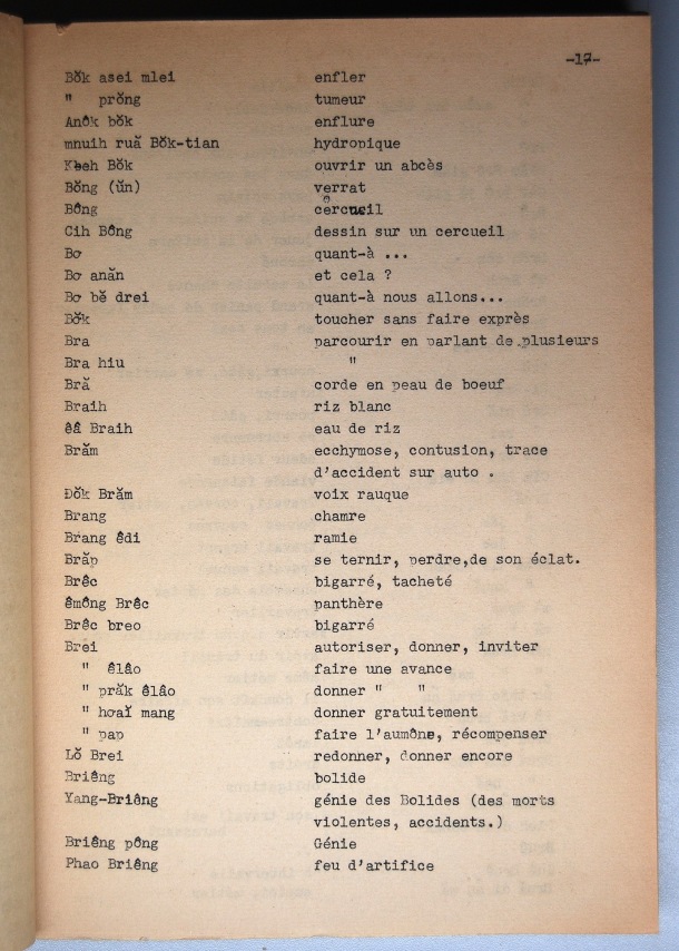 Dictionnaire Rhadé-Français par Benjamin Louison / lettre B: lettre BR / Louison, Benjamin /  Viet Nam/ Viet Nam