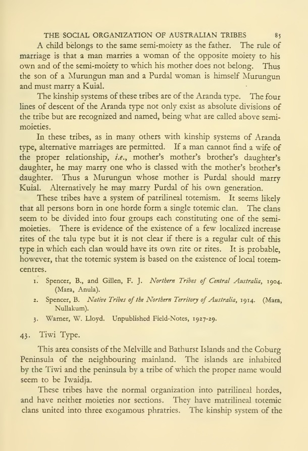 The Social Organization of Australian Tribes, by A.R. Radcliffe-Brown, 1931 / Tiwi Type / A.R. Radcliffe-Brown / Australia