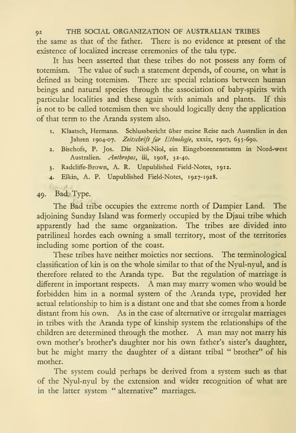 The Social Organization of Australian Tribes, by A.R. Radcliffe-Brown, 1931 / Bad Type / A.R. Radcliffe-Brown / Australia