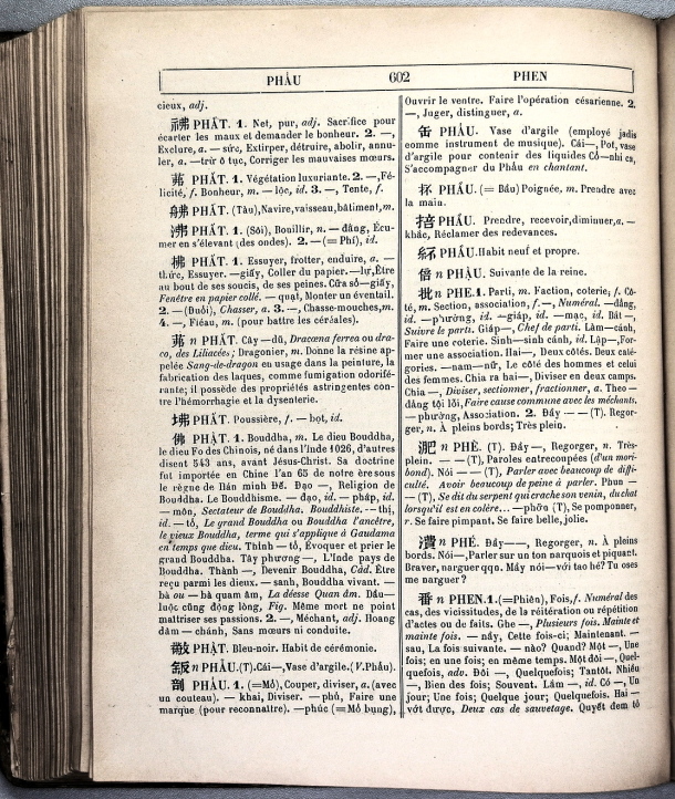 Dictionnaire Annamite-Français, par J.F.M. Génibrel / sous partie lettre PHE / Génibrel, J.F.M. /  Viet Nam/ Viet Nam