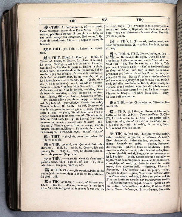 Dictionnaire Annamite-Français, par J.F.M. Génibrel / sous partie lettre THO / Génibrel, J.F.M. /  Viet Nam/ Viet Nam