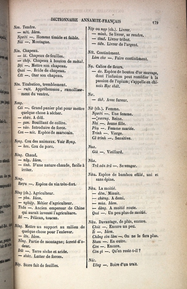Dictionnaire Elémentaire Annamite-Français, Legrand de la Liraye / lettre N: letre NU / Legrand de la Liraye /  Viet Nam/ Viet Nam